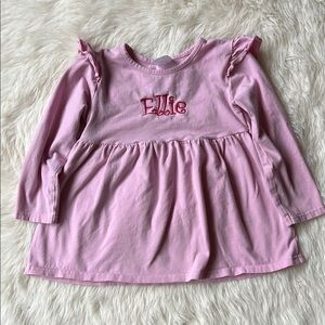 Ellie Pink Long Sleeve Tee with Ruffle Details